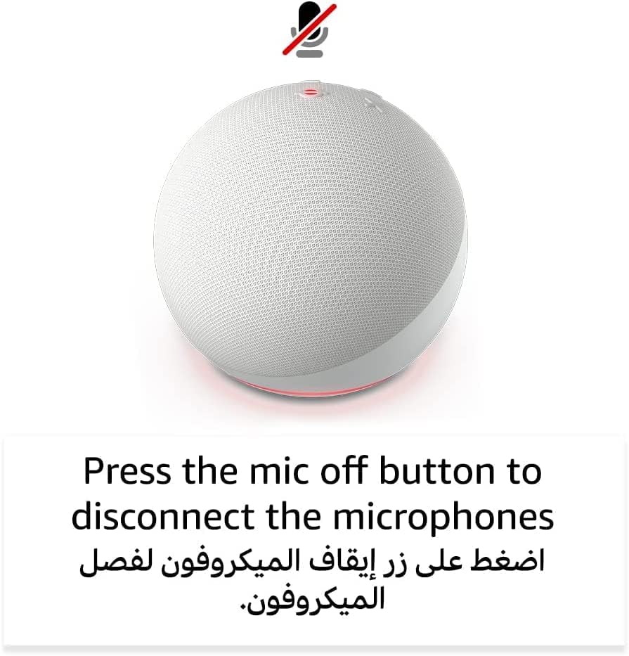 Echo Dot (الجيل الخامس) | سماعة بلوتوث ذكية مع أليكسا | استخدم صوتك للتحكم بالأجهزة المنزلية الذكية، وتشغيل الموسيقى أو تلاوة القرآن، وغيرها المزيد (متوفر الآن باللهجة الخليجية) | رمادي غامق