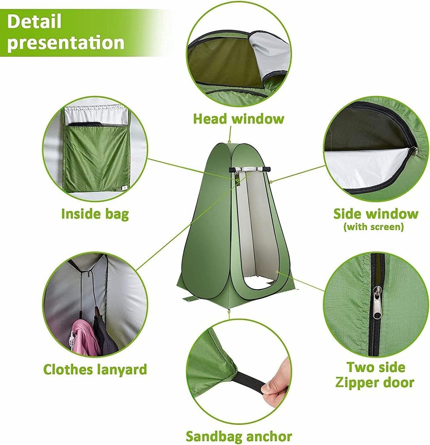 Outdoor Changing Clothes Tent, Pop Up Shower, Portable Folding Toilet With Carry Bag, Beach Dressing Room, Suitable for Camping/Beach