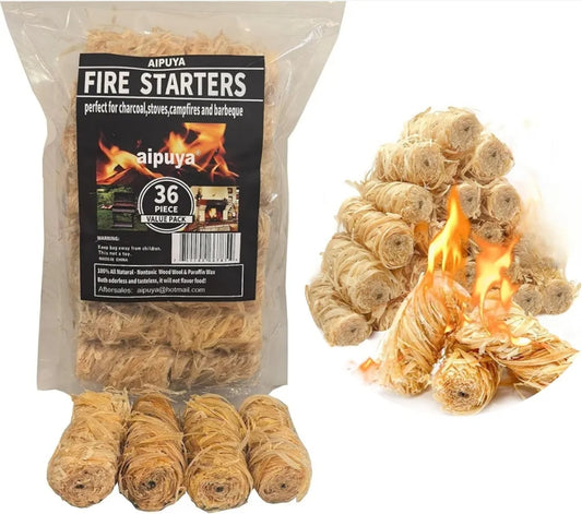 36 PCS Natural Fire Starter Fire Lighter for Campfires BBQ Grill Fireplace Wood Stove Camp Fire Pit,Charcoal Starter,Quick Light Camping Fire Lighter (36)