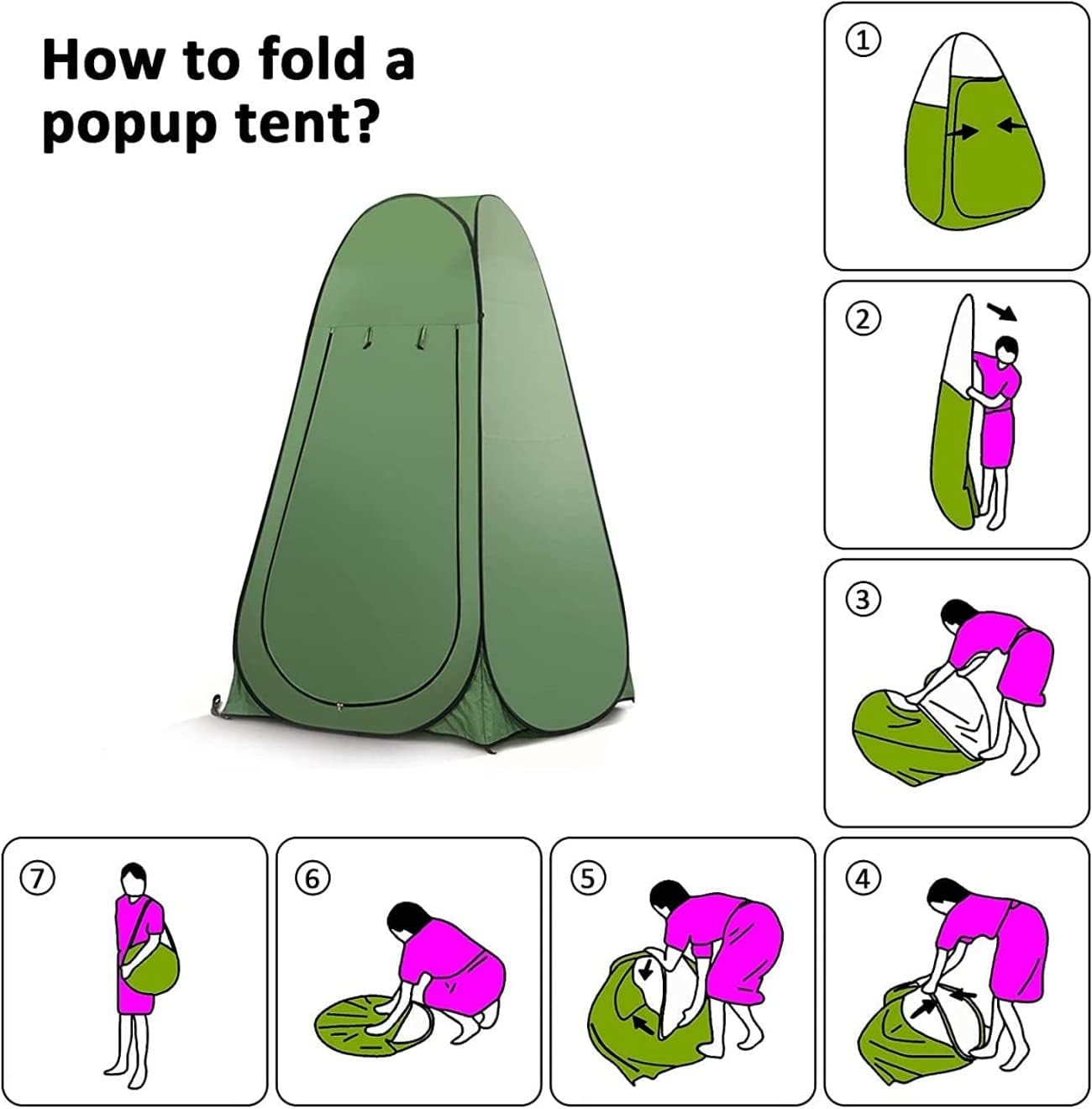 Outdoor Changing Clothes Tent, Pop Up Shower, Portable Folding Toilet With Carry Bag, Beach Dressing Room, Suitable for Camping/Beach