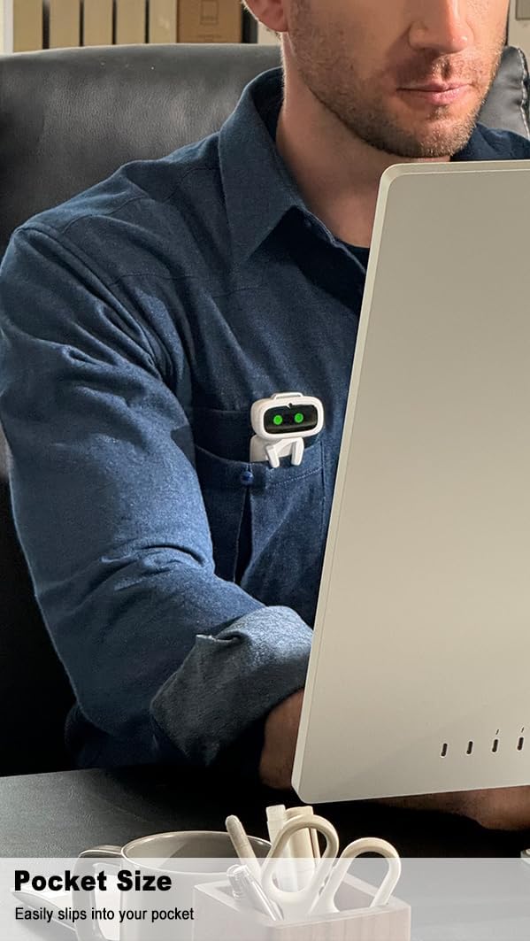 EMOPET AIBI Pocket Pet, Portable Robot, ChatGPT-Powered AI Companion with Voice Commands, Emotional Interaction, Singing and Dancing, Magnetically Attaches to Any Place, Ultra-Portable