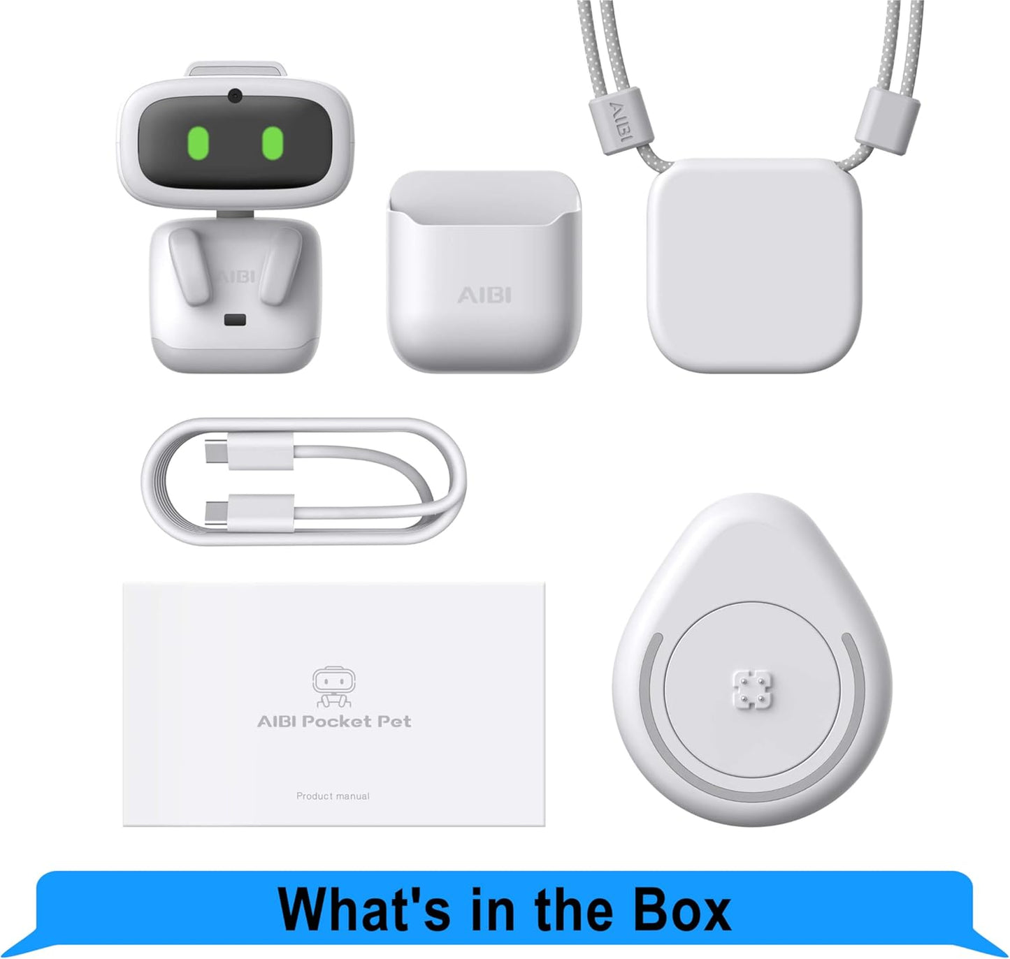 EMOPET AIBI Pocket Pet, Portable Robot, ChatGPT-Powered AI Companion with Voice Commands, Emotional Interaction, Singing and Dancing, Magnetically Attaches to Any Place, Ultra-Portable