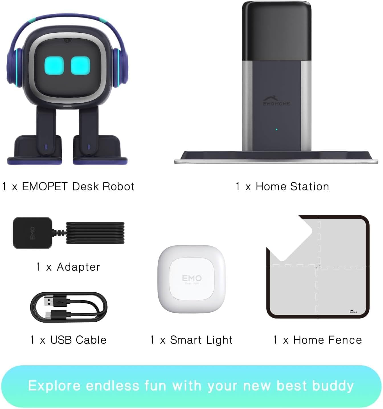 EMO Go Home AI Desktop Pet Robot with EMO Smart Lighting (Home Station)