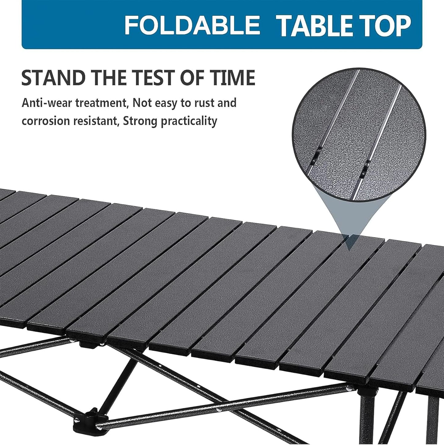 Foldable Table, Folding Camping Table, Roll-Top Table w/Mesh Bag, Roll-up Table with Mesh Storage Organizer and Carry Bag, Folding Beach Table for Camping, Beach, Picnic, BBQ (95 * 55 * 50CM)