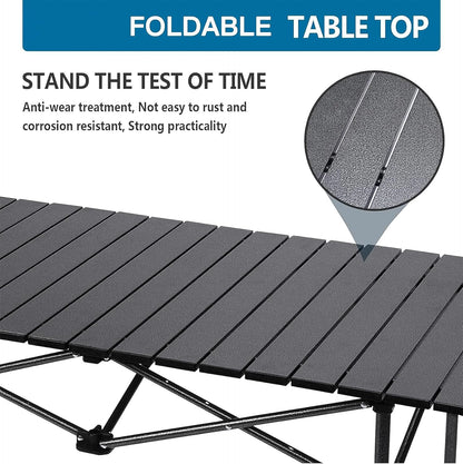 Foldable Table, Folding Camping Table, Roll-Top Table w/Mesh Bag, Roll-up Table with Mesh Storage Organizer and Carry Bag, Folding Beach Table for Camping, Beach, Picnic, BBQ (95 * 55 * 50CM)
