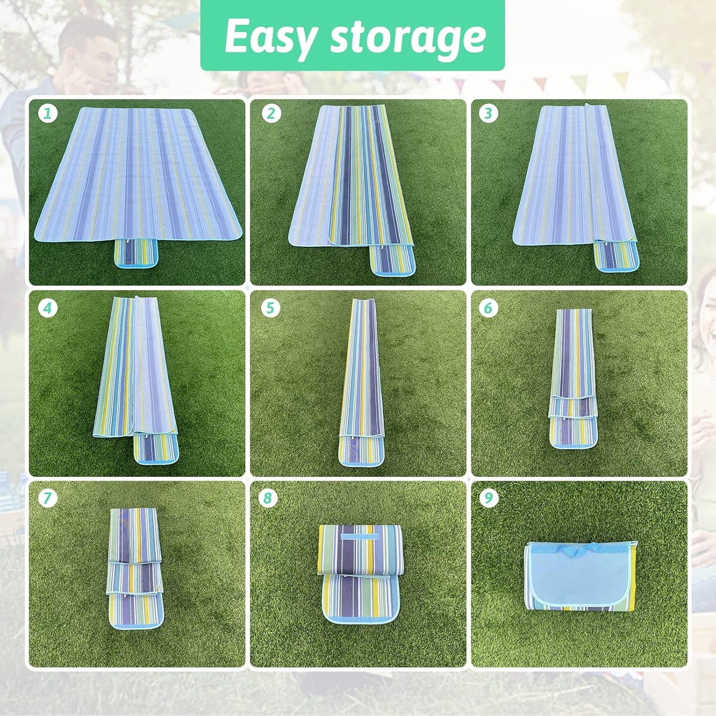 Fortable Picnic Blanket, Waterproof Beach Blanket, Waterproof Picnic Blanket, Portable Picnic Mat, Portable Beach Mat, for Outdoor Camping Family Outdoor Park Garden