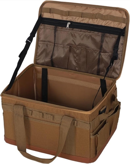 Camping Storage Bag, Large Capacity 30L BBQ and Picnic Bag Organizer with Handles, Hard Design Collapsible Trunk Organizer Multipurpose Tactical Bags Travel Bag